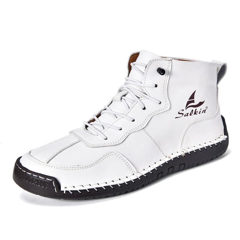 

Men s and women s leather shoes high-top handmade Martin boots retro spring and summer casual short boots 36-48 48 белый
