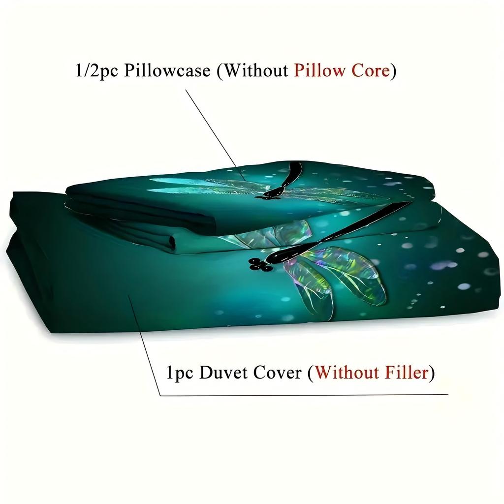 Dragonfly 3D Print Duvet Cover Polyester Comforter Cover Watercolour Style For Kids Teens Adult Animal Theme Bedding Sets