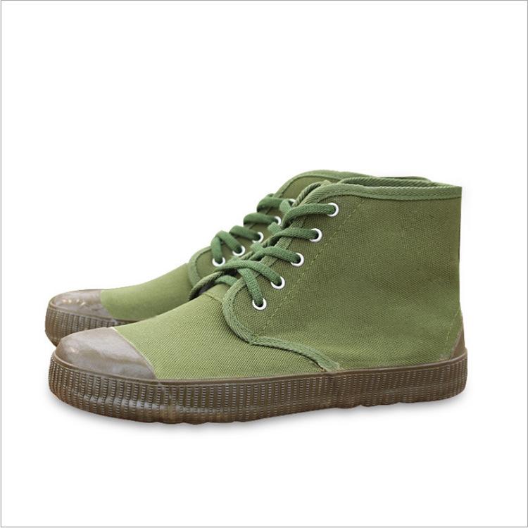 Jiefang Shoes Men, High-top Canvas Shoes, Breathable Farmland Your Total Yellow Sneakers, Street Stall Shoes, Green Jiefang Shoes