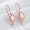 Unusual  Rose Gold Color Long Drop Earrings For Women Geometric Hollow Flower Accessories Daily Vintage Jewelry