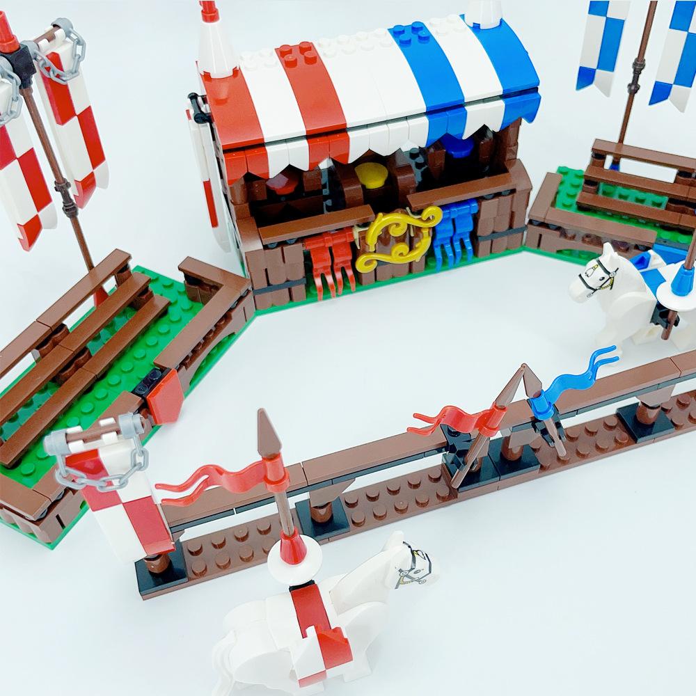 Small Particles Medieval Ancient Weapons War Military Tent Viewing Platform Showdown War Horse Building Block Scene