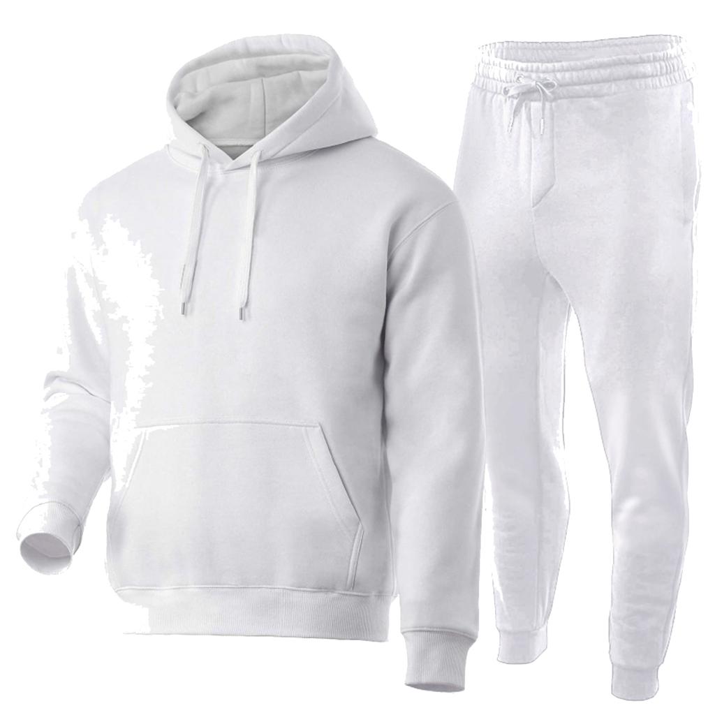 Herren- und Damen einfarbige lässige Fleece warme Kapuzen-Sweatshirts mit Kordelzugbündchen, Sweatshirts und Sweatpants, Sport 2-teiliges Set