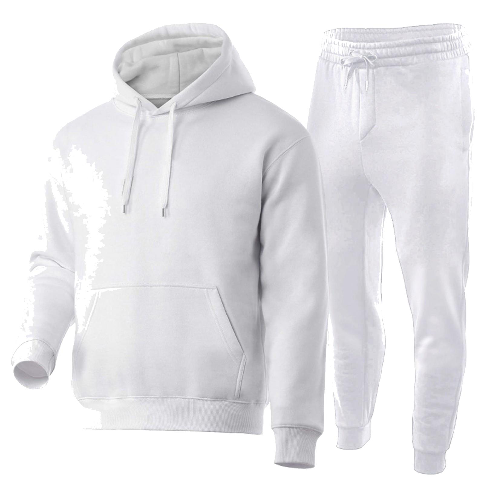 

Men s And Women s Solid-color Casual Fleece Warm Hooded Sweatshirts With Drawstring Cuffs, Sweatshirts And Sweatpants, Sports 2-piece Set M білий