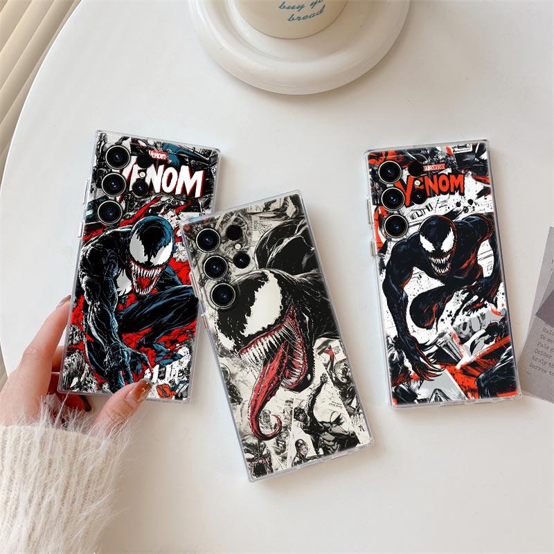 Marvel Venom Comics Transparent Case For Samsung Galaxy S26 S25 Ultra S24 S22 S26 Plus S20 S23 S21 S25 FE 5G Silicon Clear Cover