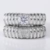 Elegant Double-Layer Hollow Out Zircon Ring Women Copper Geometric Fashion Jewelry Size 6-10