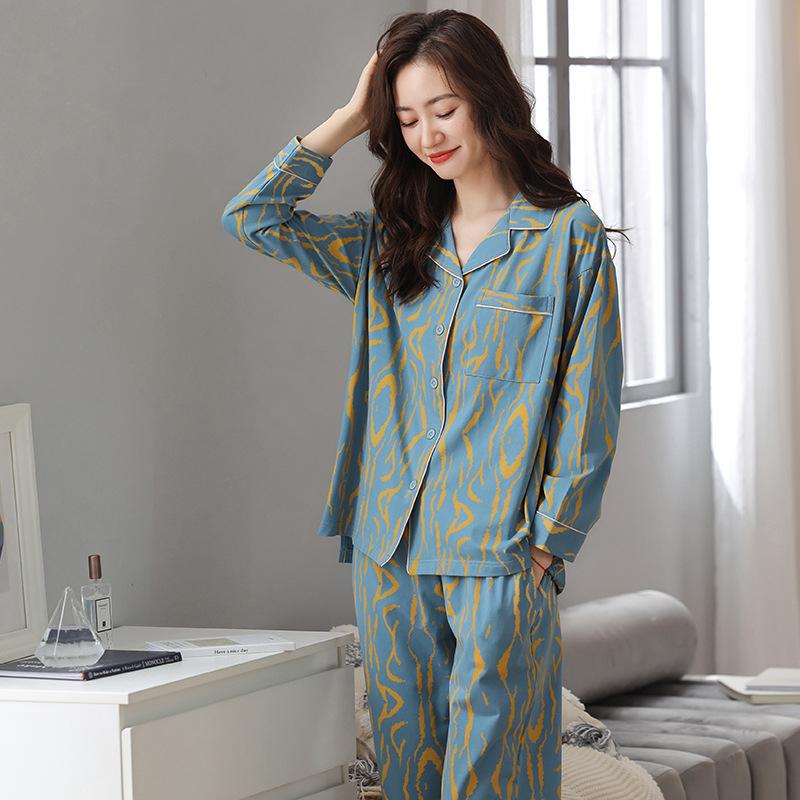Pajamas women spring and autumn pure cotton long-sleeved 1011 new cotton suit Korean version casual can be worn outside loungewear