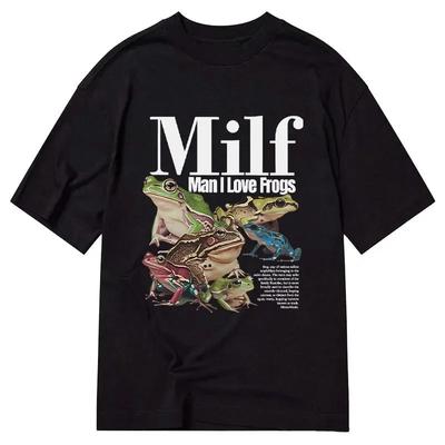 Mann Ich Liebe Frösche Aufgedrucktes Baumwoll-T-Shirt für Männer und Frauen Mode Bequemes Kurzarmshirt Frühling_Sommer Neue Kollektion