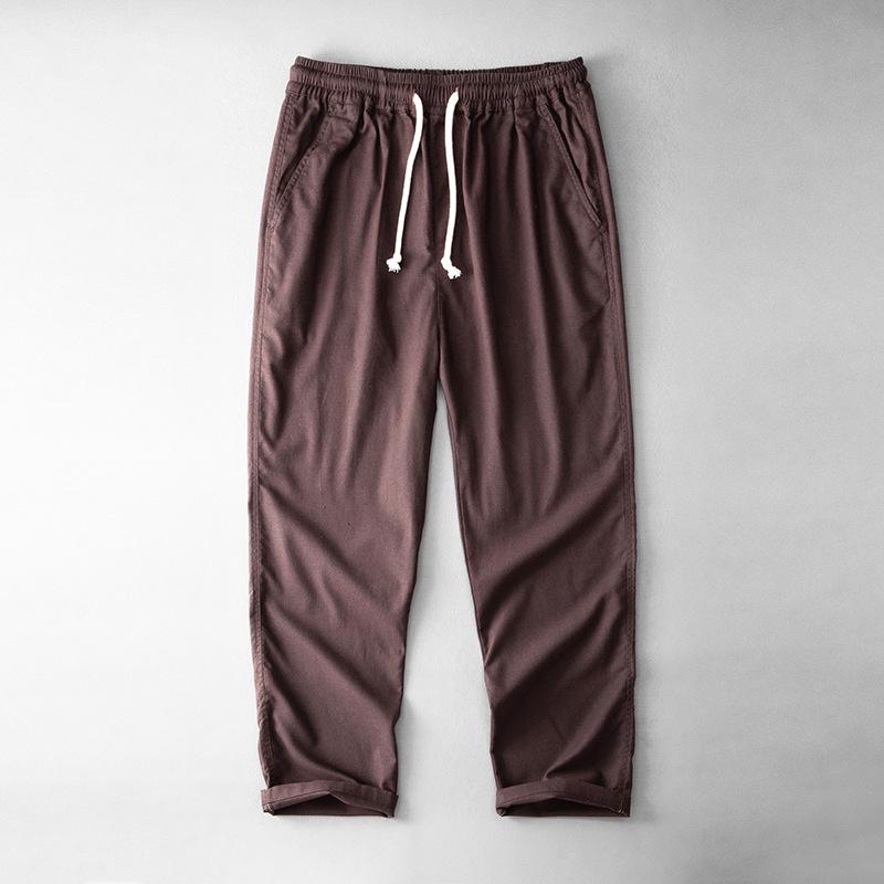 Men's Plus Size Cotton Linen Elastic Waist Trousers - Loose Straight Leg Summer Pants