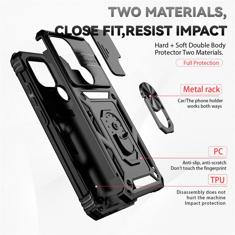 Full Cover For Xiaomi Poco C51 Case For Poco C51 C 51 Push Window Magnetic Phone Holder Back Case For Poco C51 Case 6.52 inch