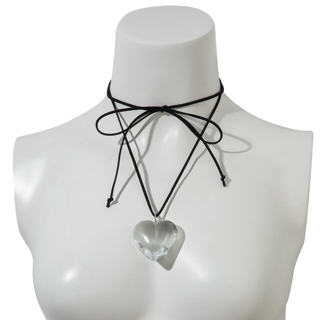 Pull-out adjustable wax thread necklace simple alloy big love pendant necklace