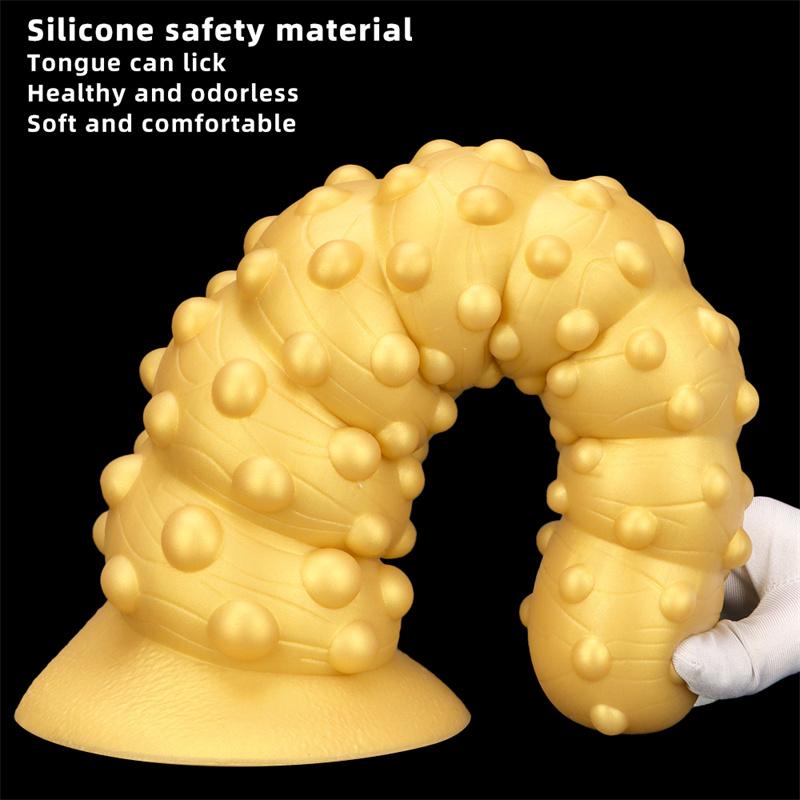 Golden Silicone Giant Suction Cup Large Anal Plug Oversized Threaded Rear Anal Plug Octopus Pull Bead Anal Expander