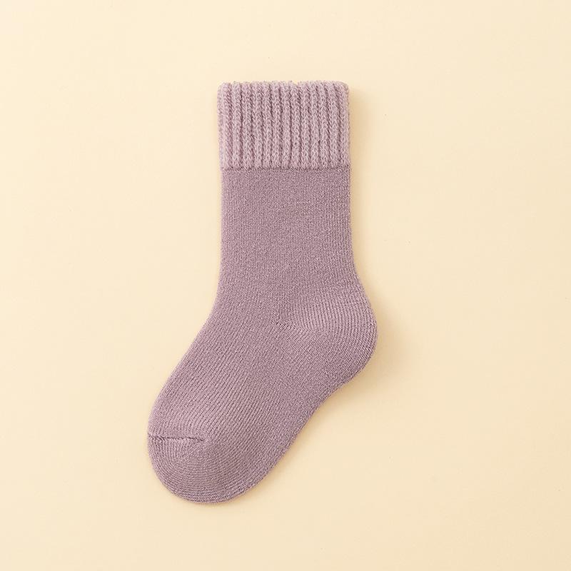 

Детские шерстяные носки для мальчиков и девочек, мягкие термочулки для малышей, модные однотонные детские носки из кашемира и плюша на осень и зиму M (6-8 Year) фиолетовый