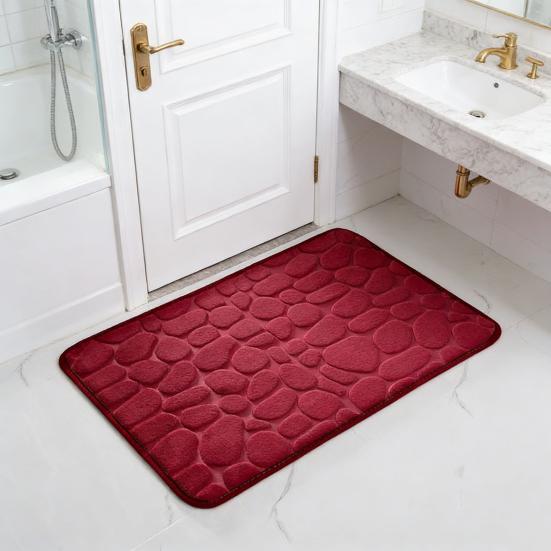 Memory Foam Bathroom Mat Backing Super Memory Foam Bath Soft Absorbent Non-Slip PVC Rug with 3D