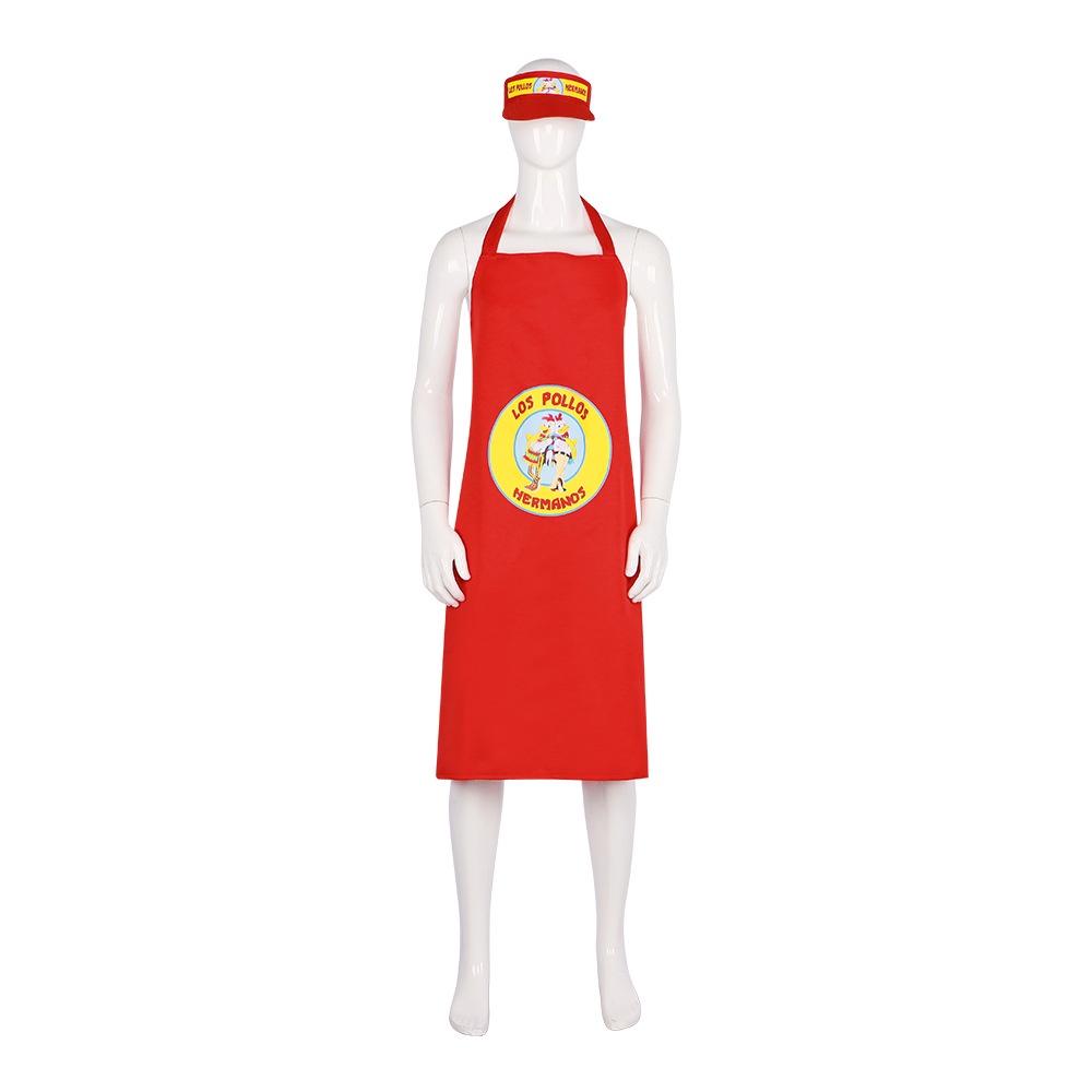 Los Pollos Fried Chicken Cosplay Apron And Sun Hat Polyester Fabric Red Apron+hat