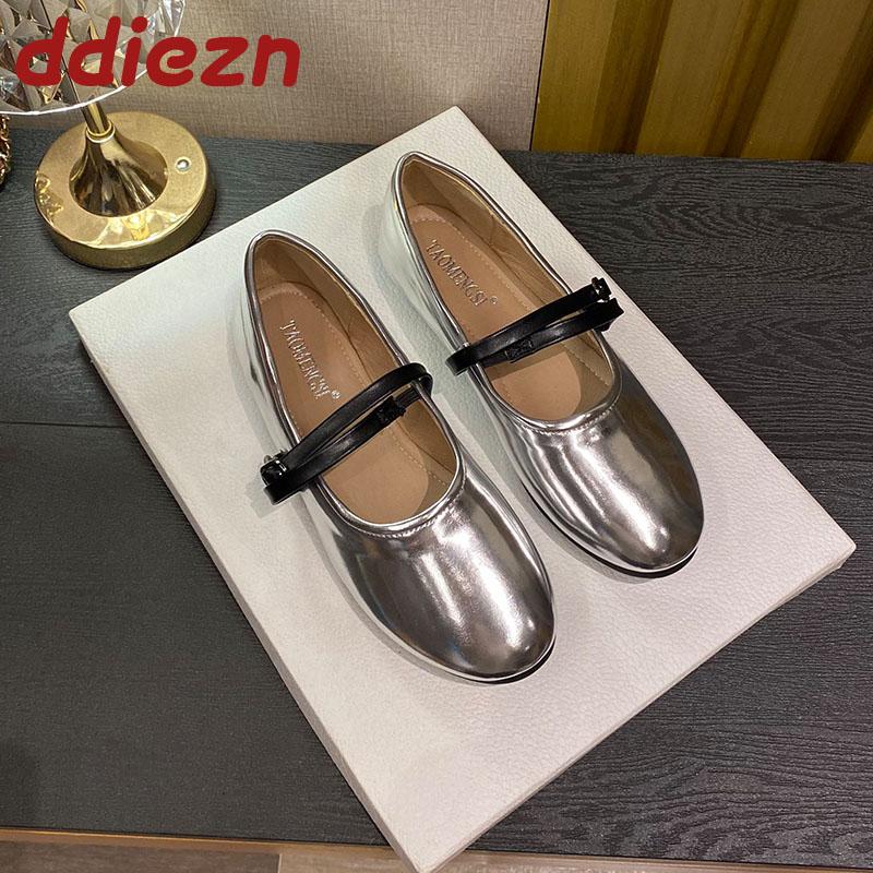 Fashion Luxury Footwear Female Buckle Strap Ladies Mary Janes Flats Shallow Shoes Fashion Round Toe Women Flats Lolita Shoes