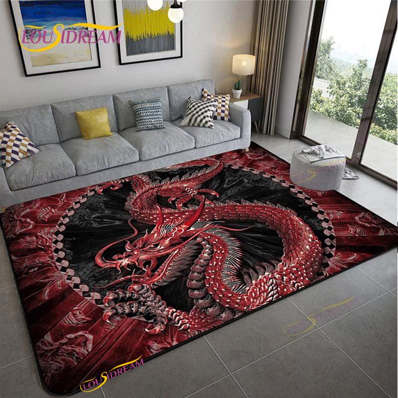 Alfombra Dragon and Tiger Fight Carpet Living Room Sofa Coffee Table Door Bedroom Rug Kitchen Kid Anti-slip Floor Mat Home Decor
