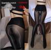 Glossy Crotchless Black Stockings: Seamless, Anti-Snag, Apple-Shaped Fit.