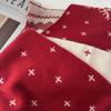 Red Wool Knitted Scarf Deer Winter Cashmere Scarves Retro Christmas Scarf  Student