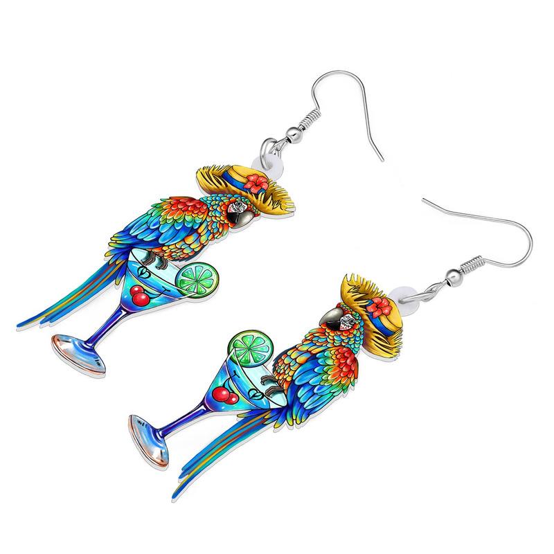 Thanksgiving Turkey Halloween Rainbow Magic Pumpkin Parrot Ghost Skull Pendant Earrings Acrylic Party Jewelry