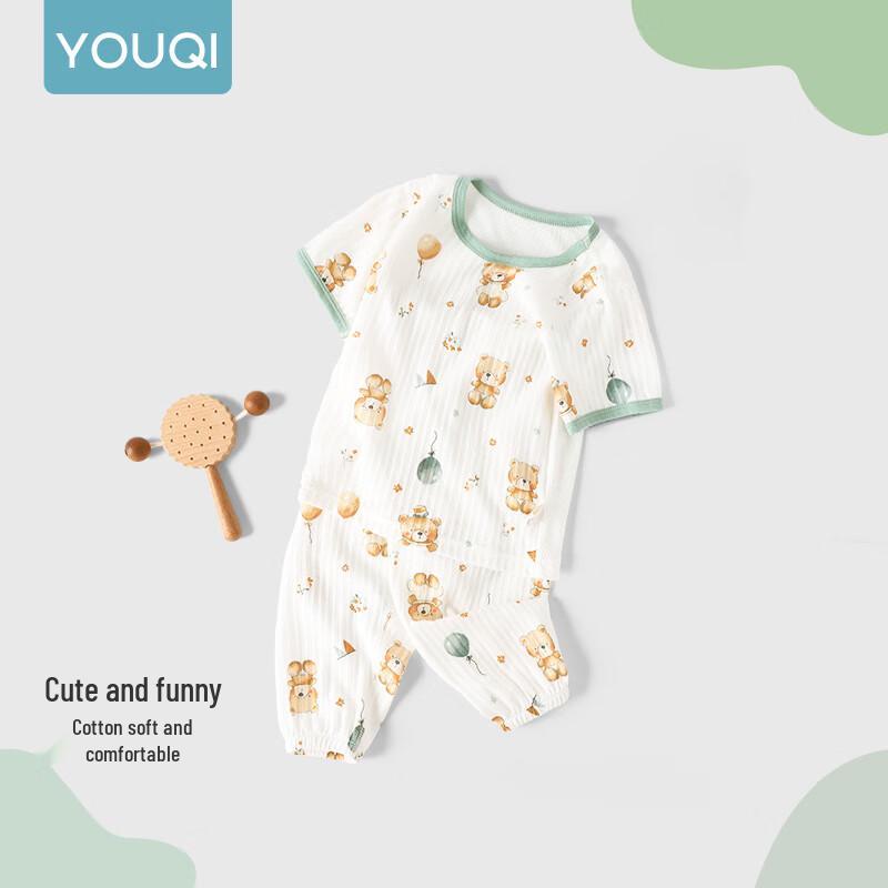 Youqi Baby Summer Cotton Short-Sleeve Top & Mosquito Pants Set