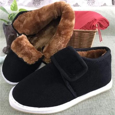 Inverno feito à mão quente sapatos de algodão casa sola macia pelúcia antiderrapante isolamento térmico para sapatos de meia-idade e idosos Botas de neve