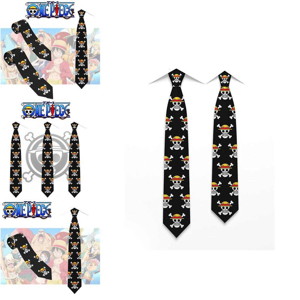 Stylish One Piece Anime Necktie With Skull Pattern
