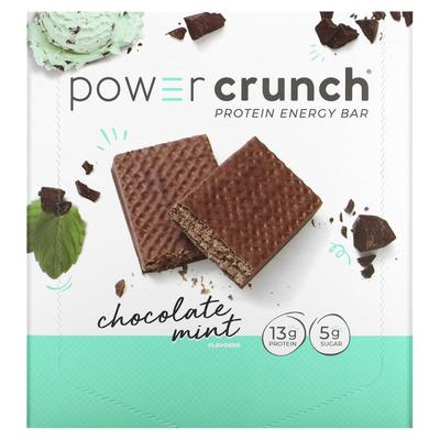 Baton energetic proteic Power Crunch, Ciocolată Menta, 12 batoane, 1,4 oz (40 g) fiecare