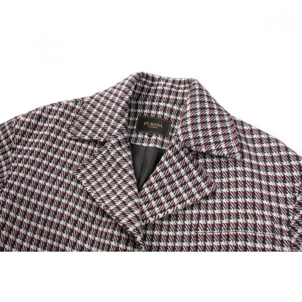 Furina Wool Check Jacket   Wide Tailored Collar