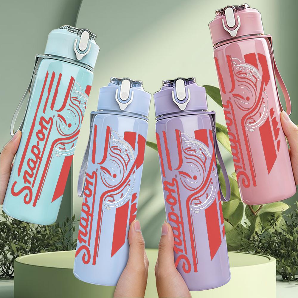 1PC Vertical Red Stripes Grunge Text Print 750ml Portable Sports Water Bottle Leakproof Gym Outdoor Travel Drink Cup