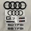 Q7 4 pierścienie Logo ABS Czarny 2010-2022 Samochód Maskownica Grill Przedni Bagażnik Tylny Emblemat Odznaka Naklejka Quattro Sline Q7 Akcesoria Tuning