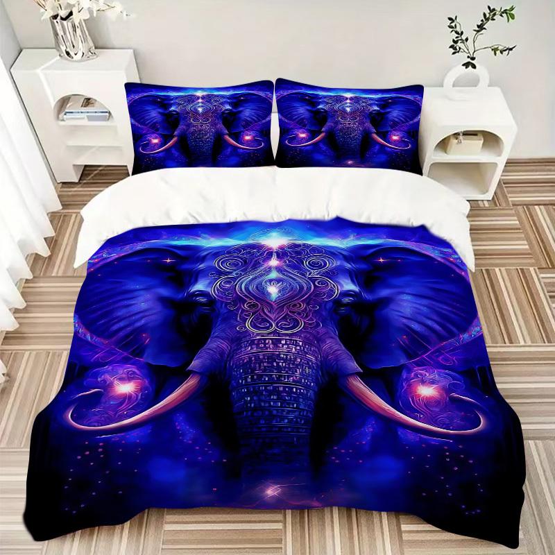 3pcs Mystic Elephant Duvet Cover Set - Machine Washable, Includes 1 Cover and 2 Pillowcases, No Core Included yy251013051