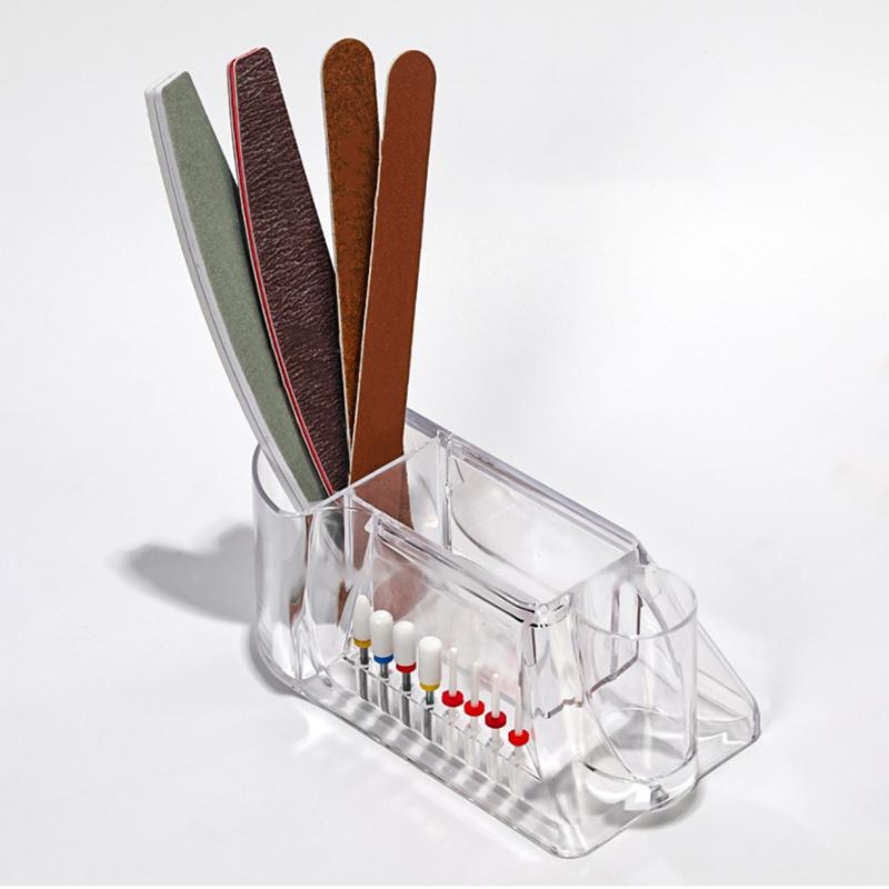 Nail Drill Bits Holder Display Clear Nail Display Box Transparent Makeup Storage Organizer Nail Manicure Tools