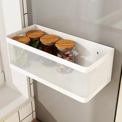 Magnetic Refrigerator Side Storage Rack Iron Saves Space, Side Hanging Basket Kitchen Organizer Shelf Family Summary Rack