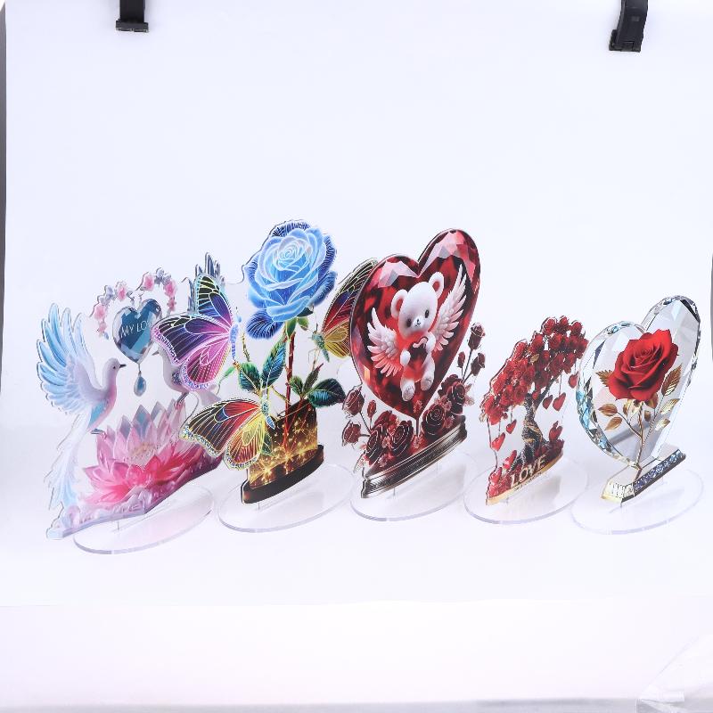 1 Stück Acryl Böhmische Herzförmige Skulptur Ornament Elegante Schreibtischdekoration Für Zuhause Oder Büro