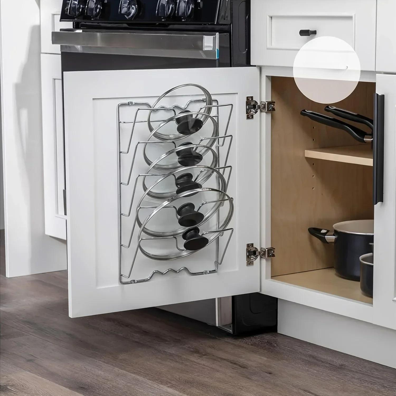 

Железная японская многослойная настенная полка для хранения крышек кастрюль, кухонная многофункциональная подставка для разделочных досок и кухонных инструментов серебряный