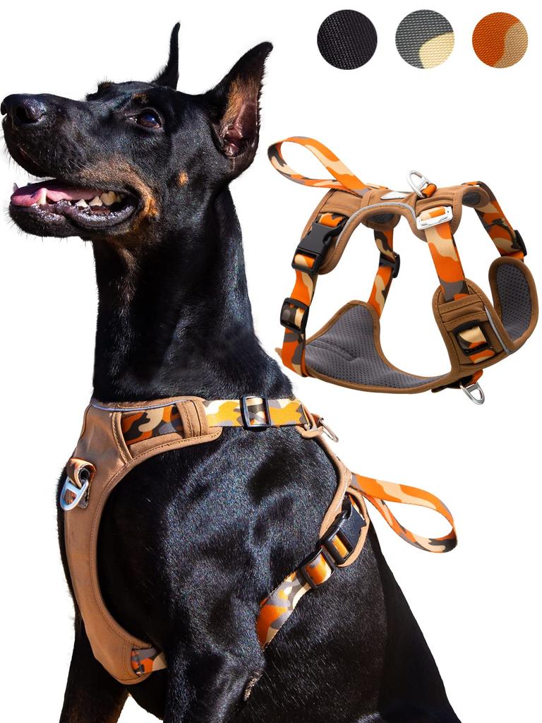 JC HOUSE Large Dog Professional Outdoor Training Walking Easy To Durable Harness for Labradors and Camouflage 3M Aviation Aluminum 150kg Weight