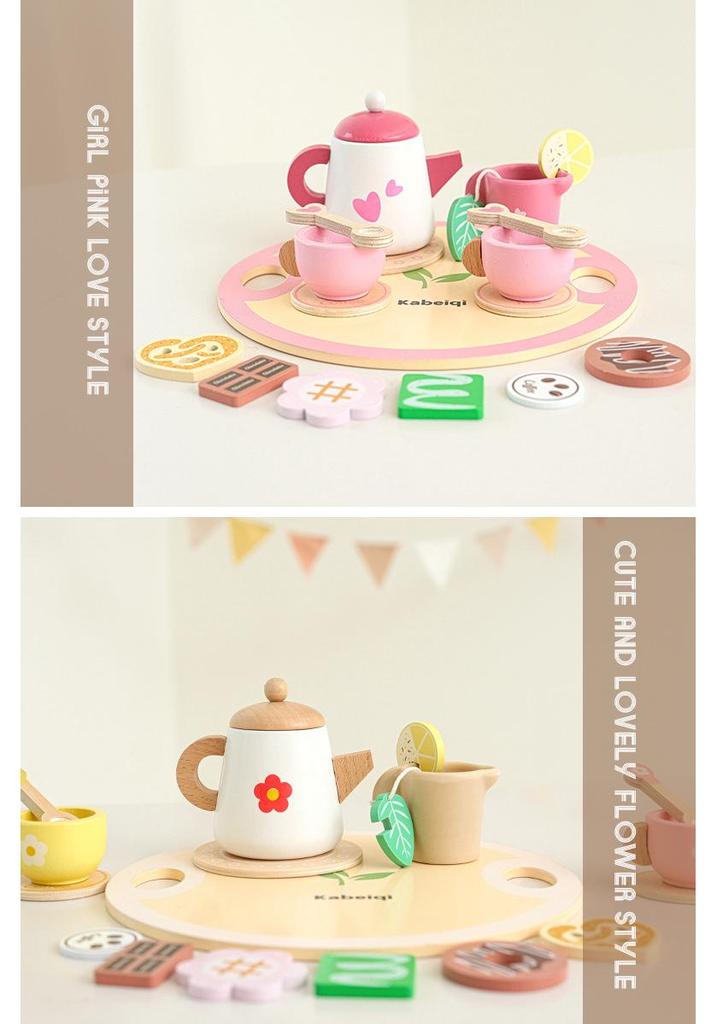 Toddler Wooden Teapot Set for Pretend Afternoon Tea, Ages 3-6