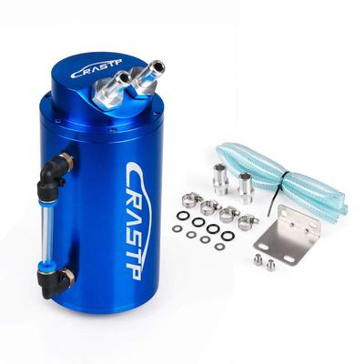 ZS Catch Tank, Aluminum, Cylindrical Type, Aluminum, Hose Included, Universal Use, For Automobiles, Motorcycles (Blue)