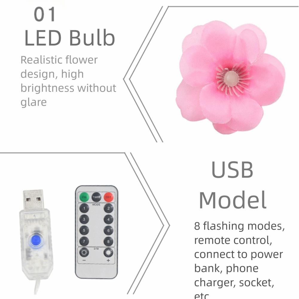 Creative LED Cherry Blossom Light Luminous Artificial Flower Night Light  Party Supplies