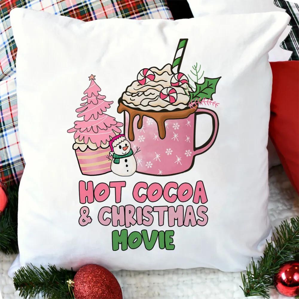 merry christmas printed Pillow Case christmas derco Pillow Dust Cover Bedroom Kids pink xmas Party Decoration Pillowcase gifts