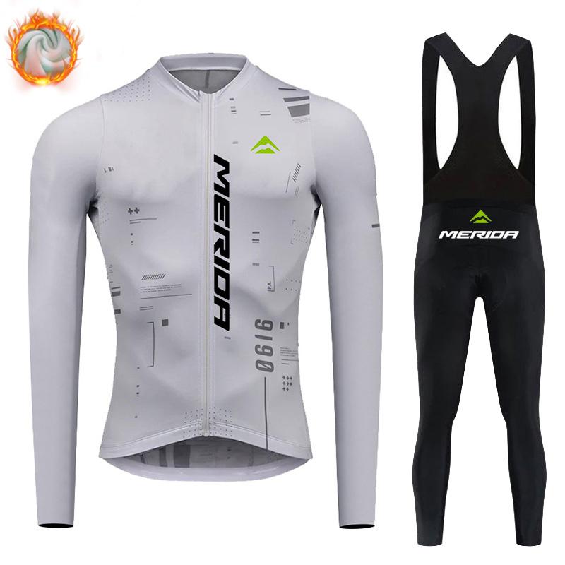 

Cycling Sets Men Long Sleeve Jerseys Thermal Bicycle Clothing Bib Pants MTB Maillot Bike Sports Set 2026 Winter Fleece Warm Cycling Suit Set S