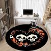1pc Skulls Heart Office Round Area Rug,  Mat Suitable For Office, Under Office Chairs Bedroom Living Room Home Decor, Room Deco