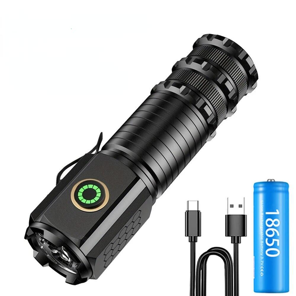 

Высокомощные светодиодные фонарики Type-C, USB перезаряжаемый фонарик EDC, портативный карманный фонарик для уличного туризма, кемпинга, фонаря чёрный