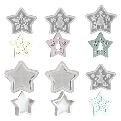 Mould Christmas Openwork Five-Pointed Star Silhouette Lamp Resin Silicone Mold Drip Resin DIY Star Plaster Egg Lamp Decorations