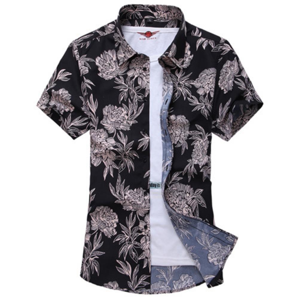 2026 Sommer Herren bedrucktes kurzärmeliges Rosenhemd, Urlaubs-Hawaiian