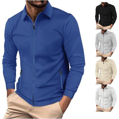 Men's Shirts Long Sleeve Casual T-Shirts Solid Color Button V Neck Tops