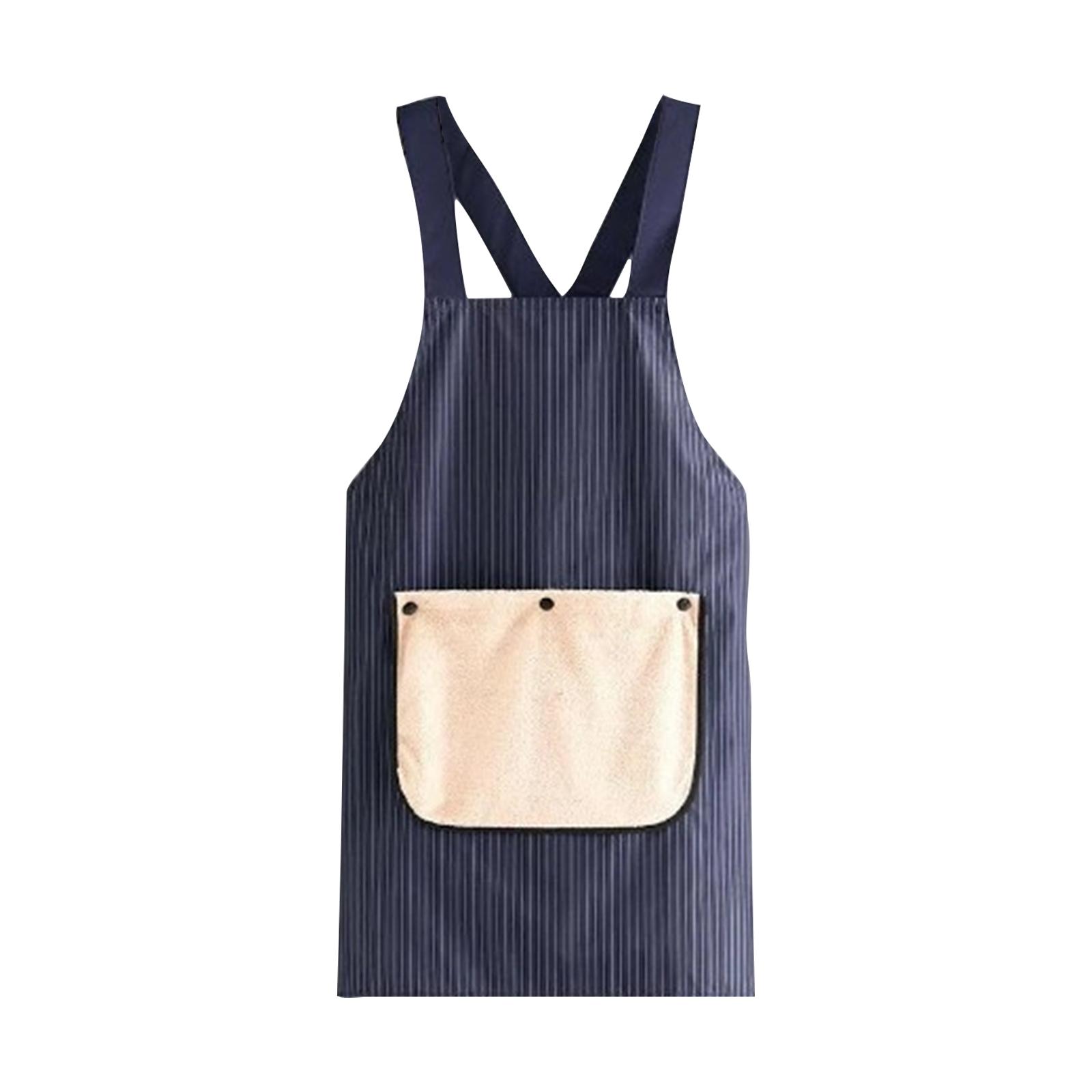 

Unisex Cross-strap Apron With Pockets, Includes Towel; Women s Cross-strap Apron. One Size темно-синього кольору