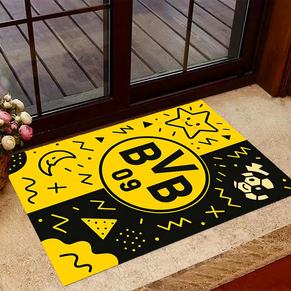 Χαλάκια Αντιολισθητικά με Θέμα Splatter Art - Λογότυπο Bvb 09 - Διακόσμηση Σπιτιού από Πολυεστέρα, Κατάλληλα για Υπνοδωμάτια, Σαλόνια, Εισόδους, Στούντιο και Διακοσμήσεις