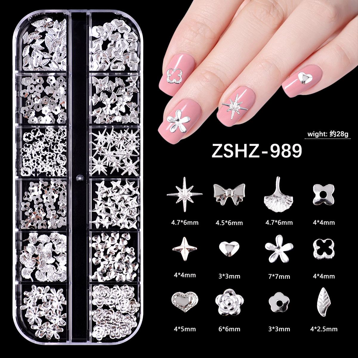 

Japanese Bow Strip Box, Gold And Silver Nail Art Rivets, Half A Piece, Round Beads, Small Rice Grains, Butterfly Metal Nail Patch.
