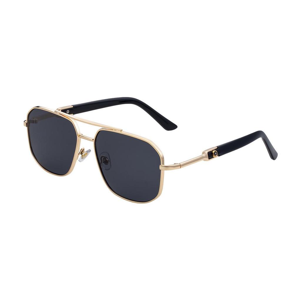 2025 Men's Retro Square Sunglasses with Metal Frame and Double Bridge
